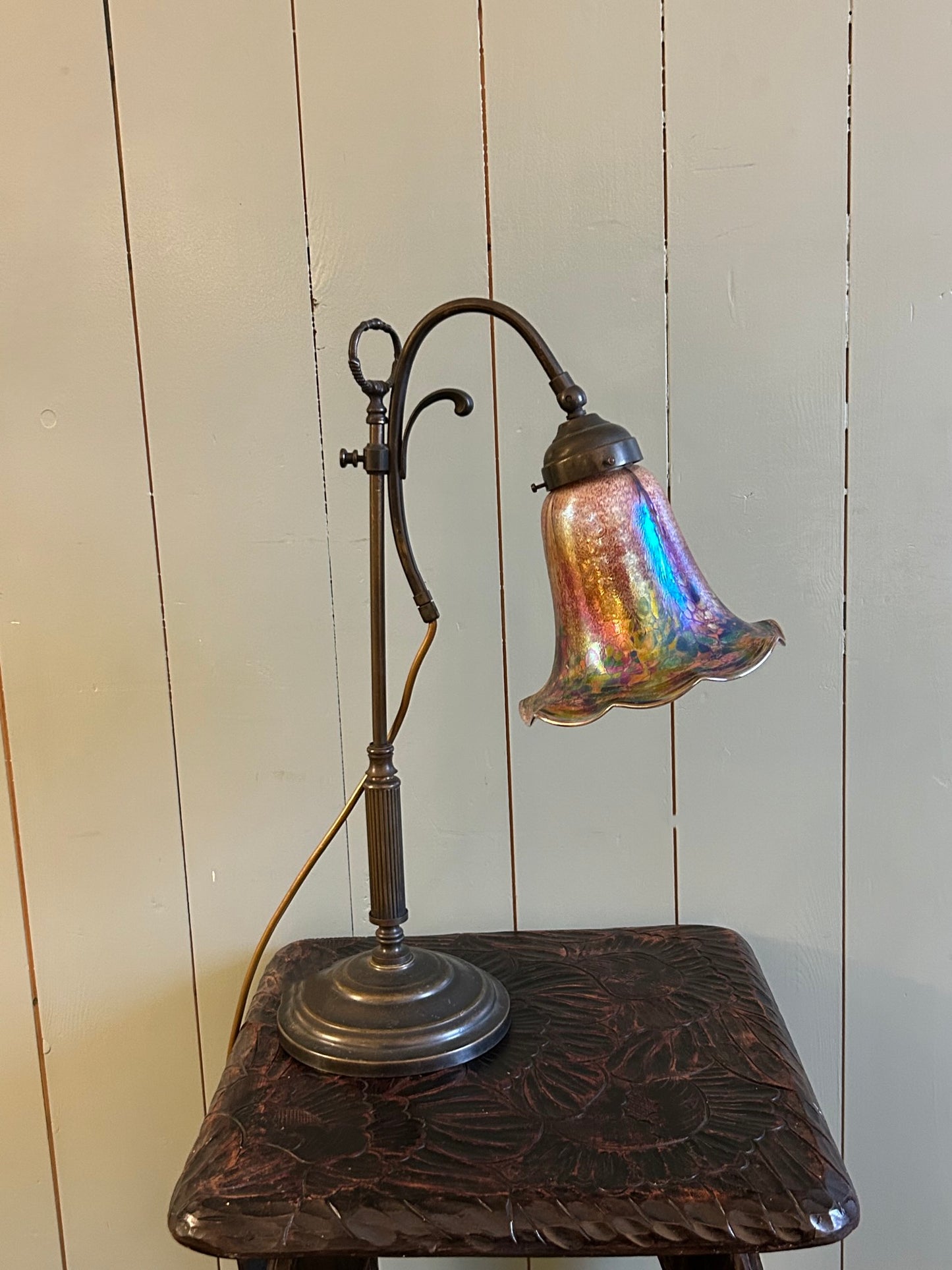 Vintage Lamp with MottledGlass Shade
