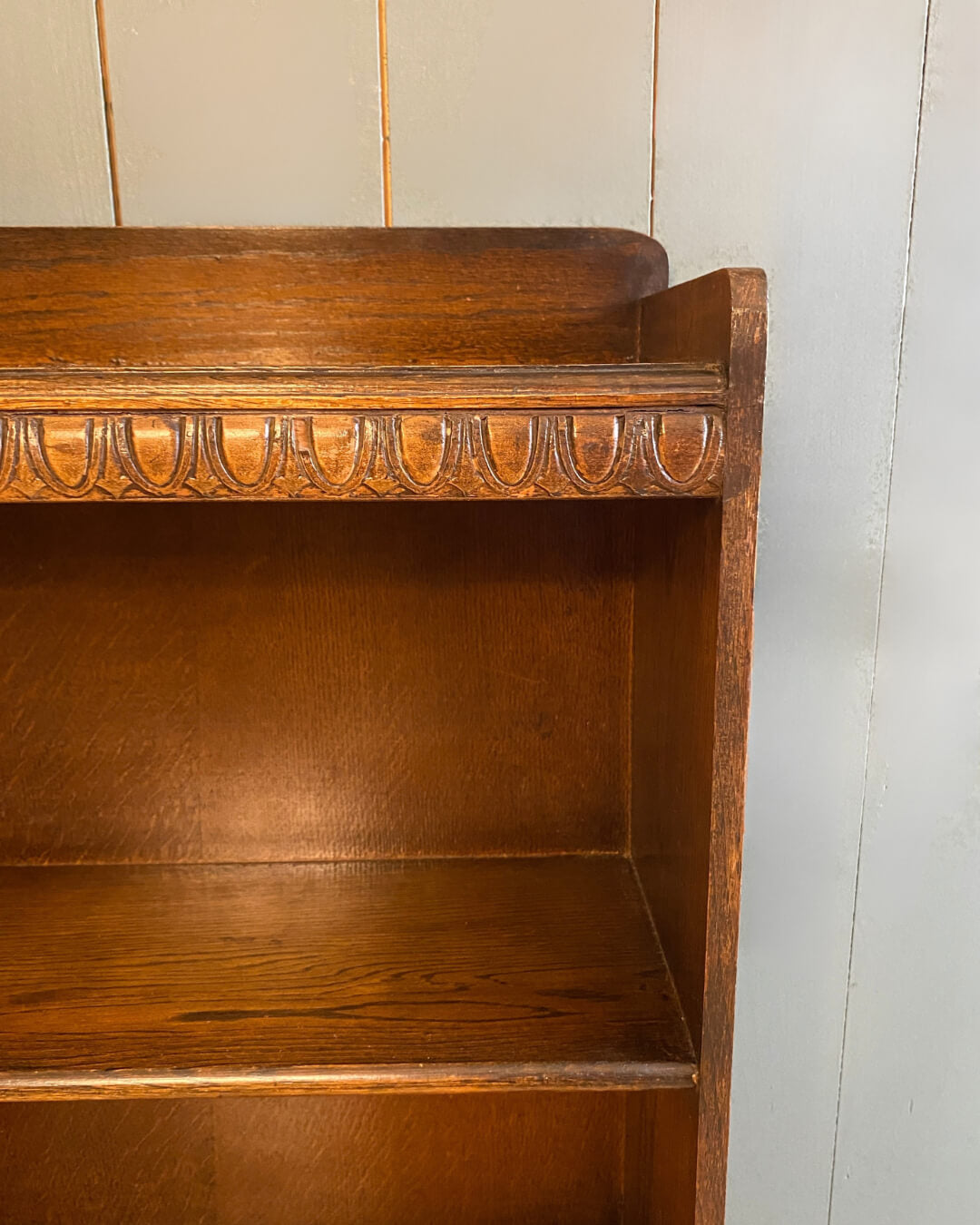 1920s Slim Oak Bookcase