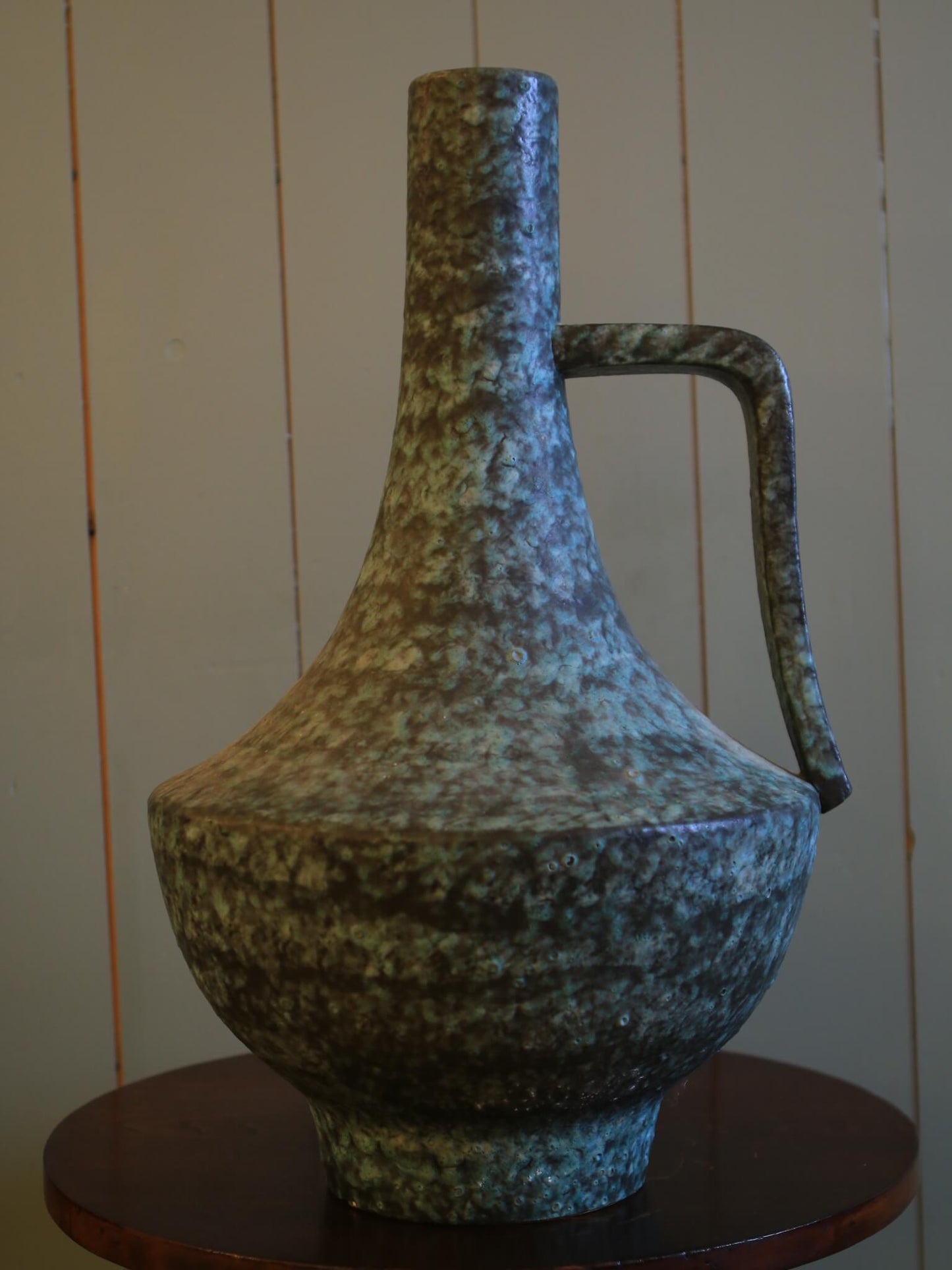 1950s German Pottery Vase with Handle