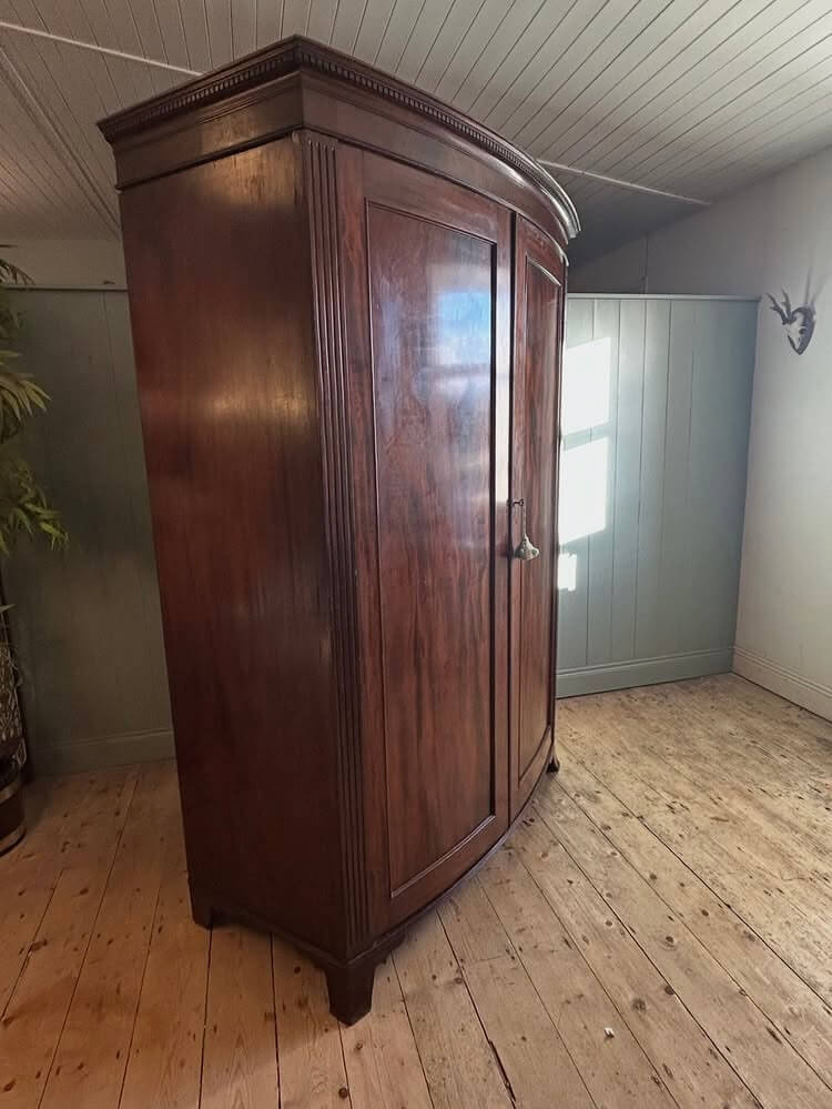 19th Century Bow Front Mahogany Wardrobe