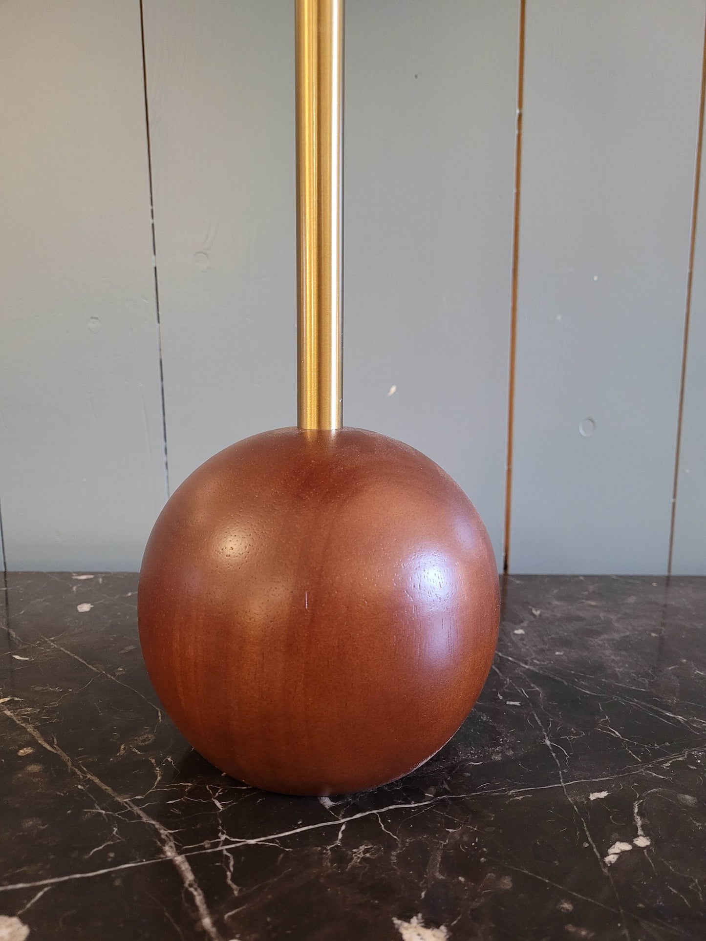Gold Stem Lamp with Rattan Shade