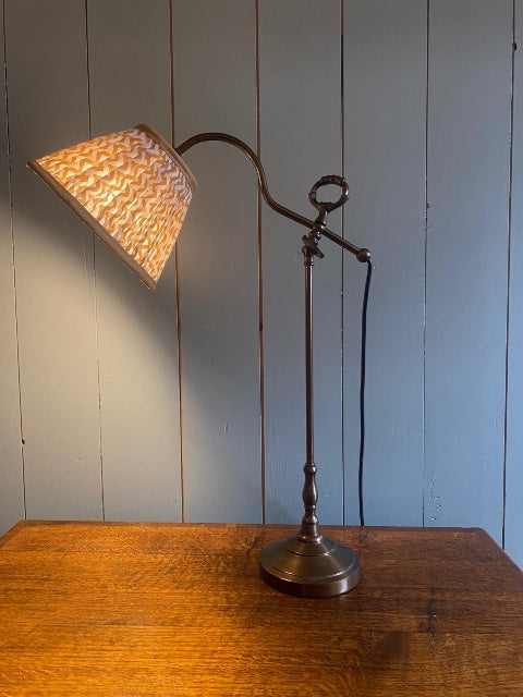 Aged Brass Lamp with Mustard Ikat Shade