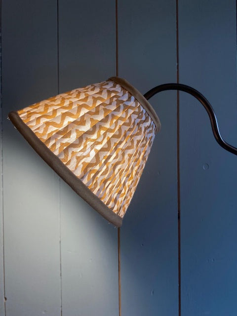 Aged Brass Lamp with Mustard Ikat Shade