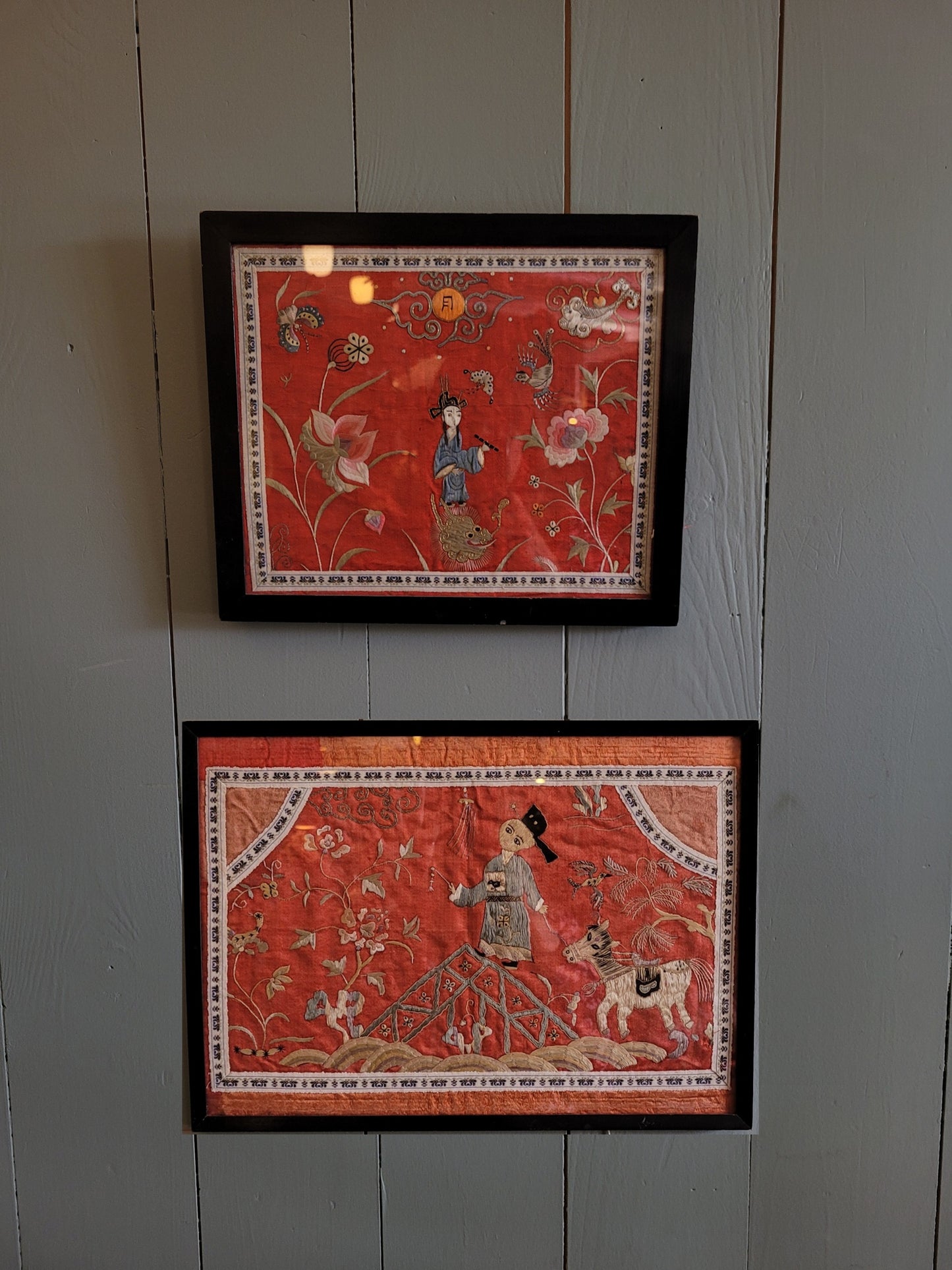 Antique Embroidered Silk Chinese Panels
