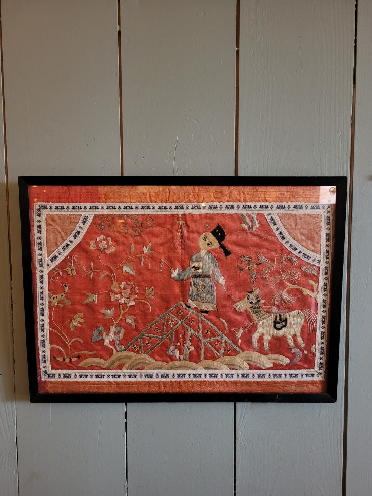 Antique Embroidered Silk Chinese Panels