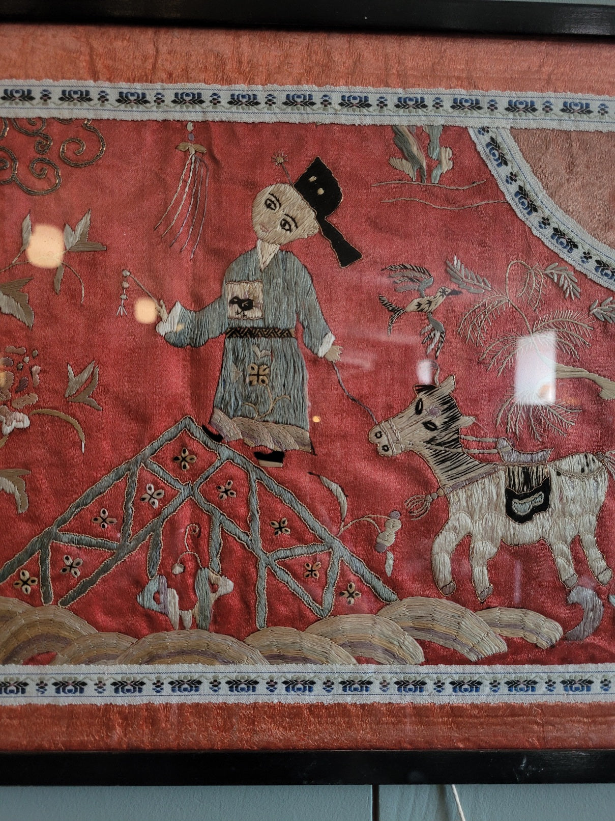 Antique Embroidered Silk Chinese Panels