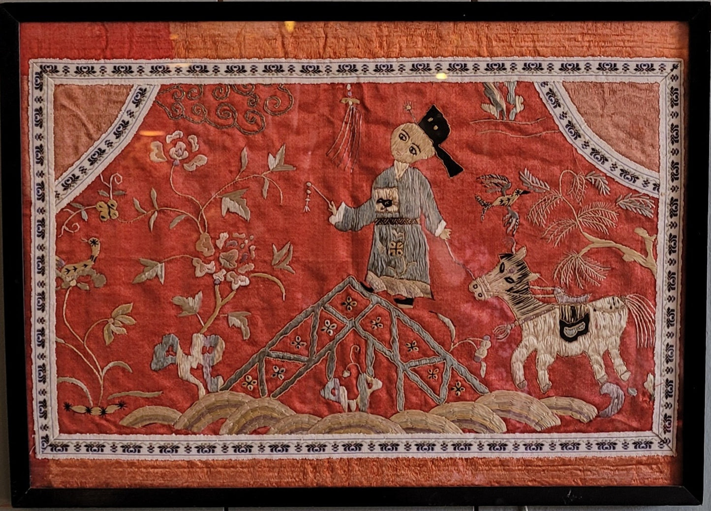 Antique Embroidered Silk Chinese Panels