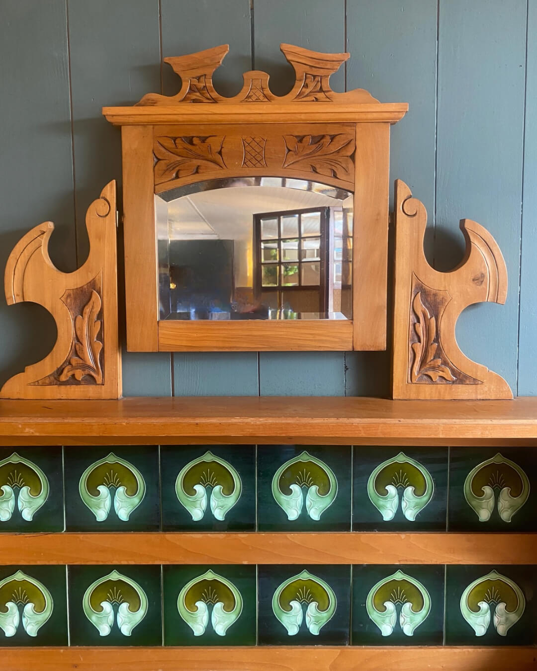 Arts And Crafts Pine Marble Top Washstand