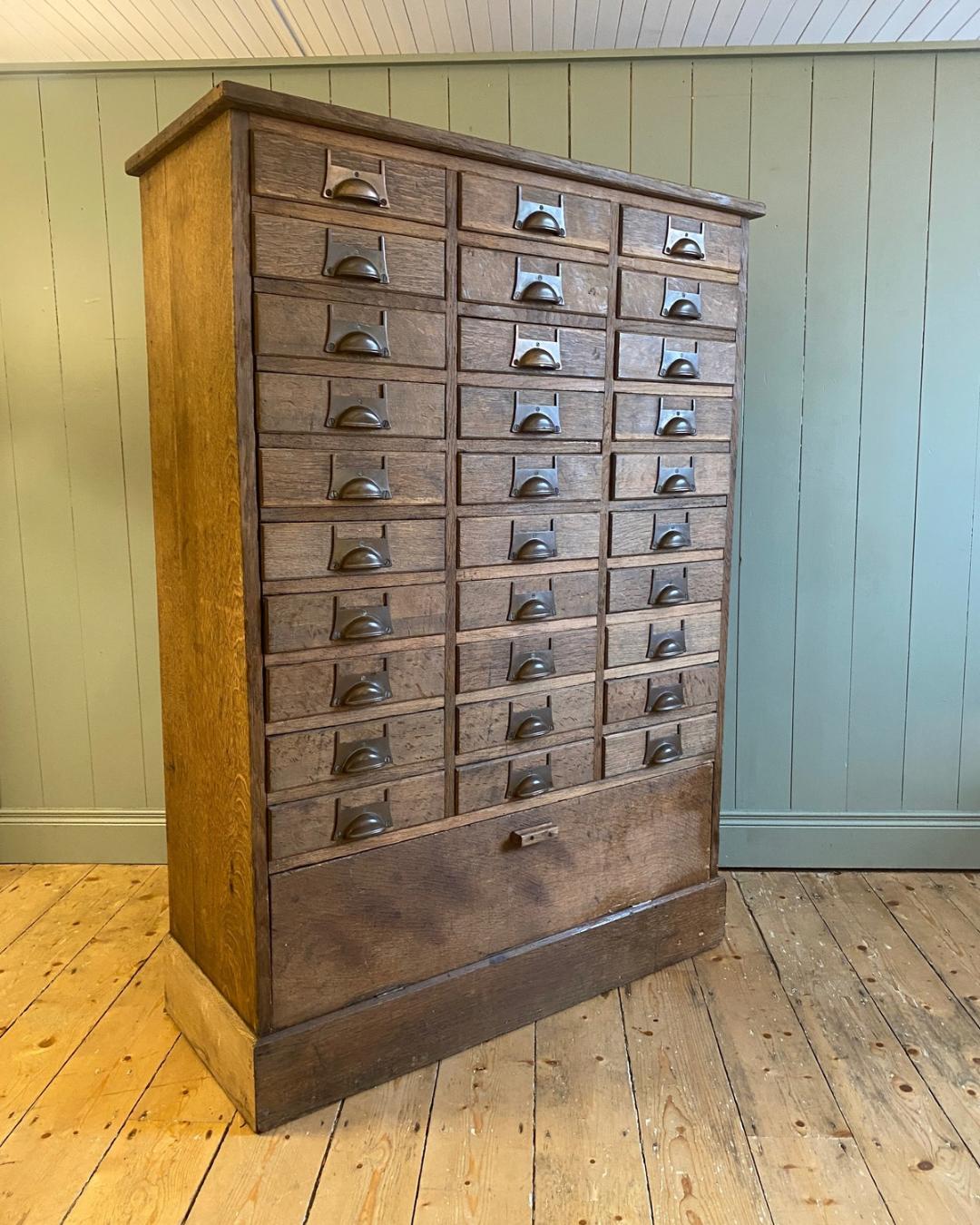 Early 1900s Oak Bank of Drawers