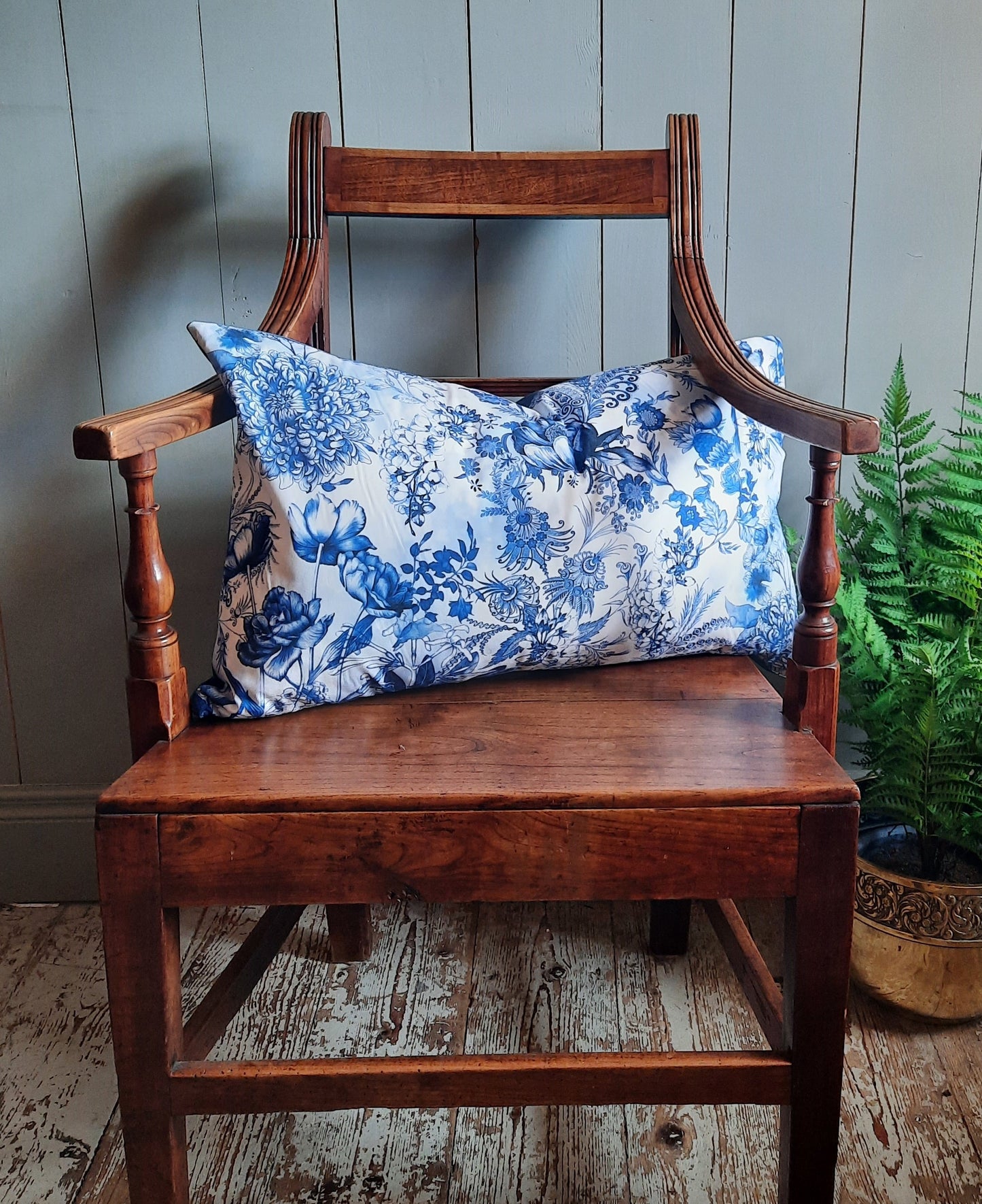 Blue & White Floral Cushion