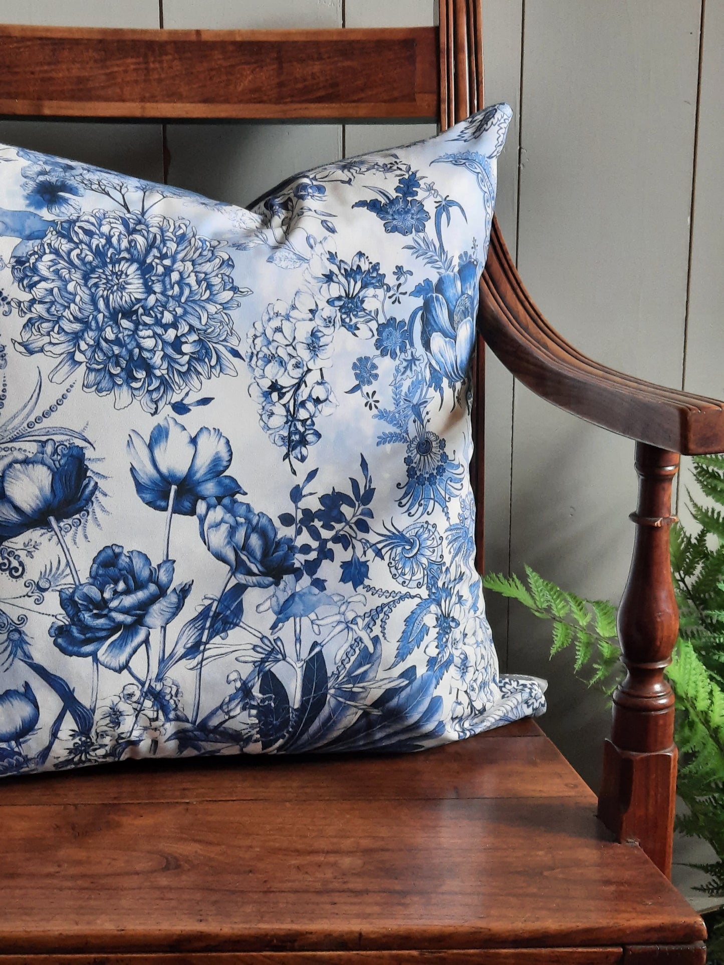 Blue & White Floral Cushion