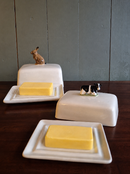 Hand Painted Friesian Cow Butter Dish