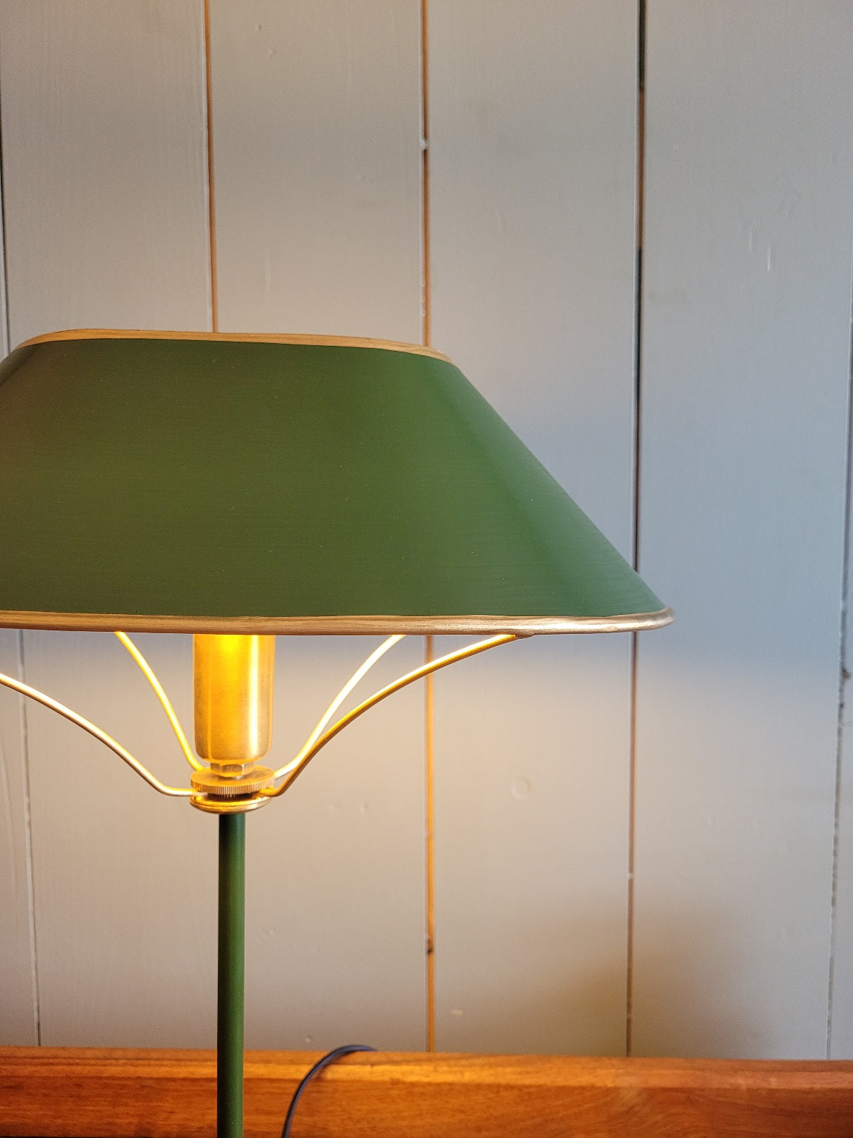 Contemporary Green & Gold Bankers Lamp