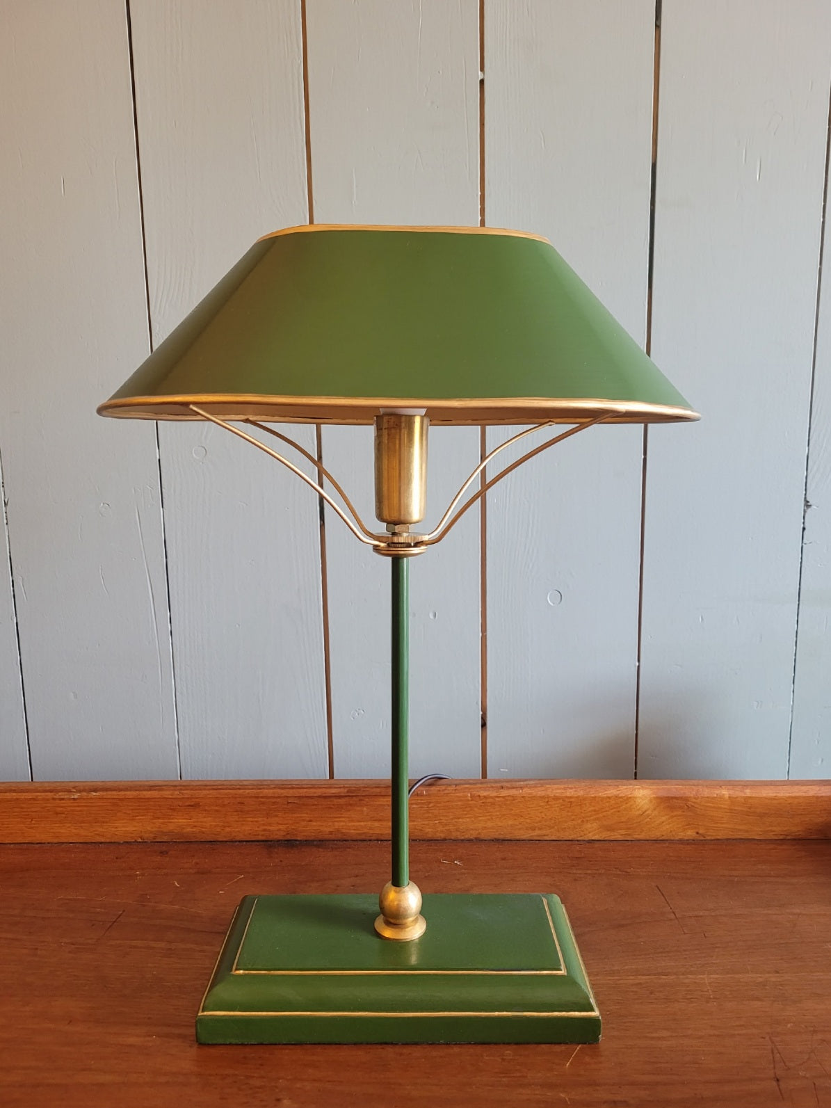 Contemporary Green & Gold Bankers Lamp
