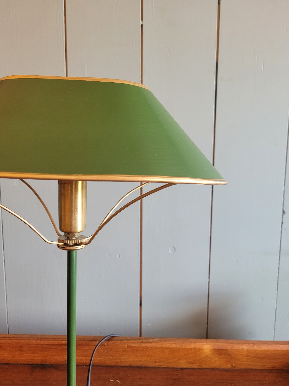 Contemporary Green & Gold Bankers Lamp