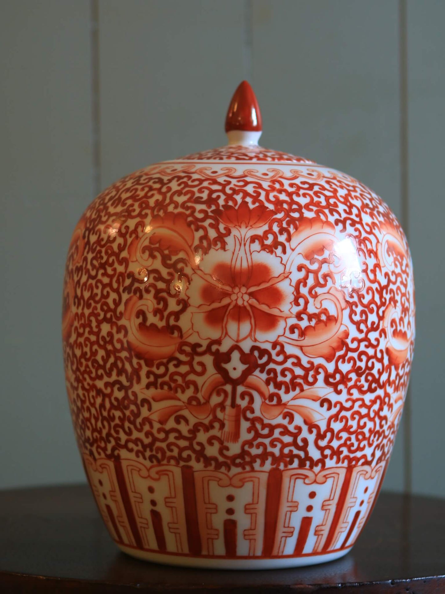 Contemporary Orange Pattern Lidded Vase