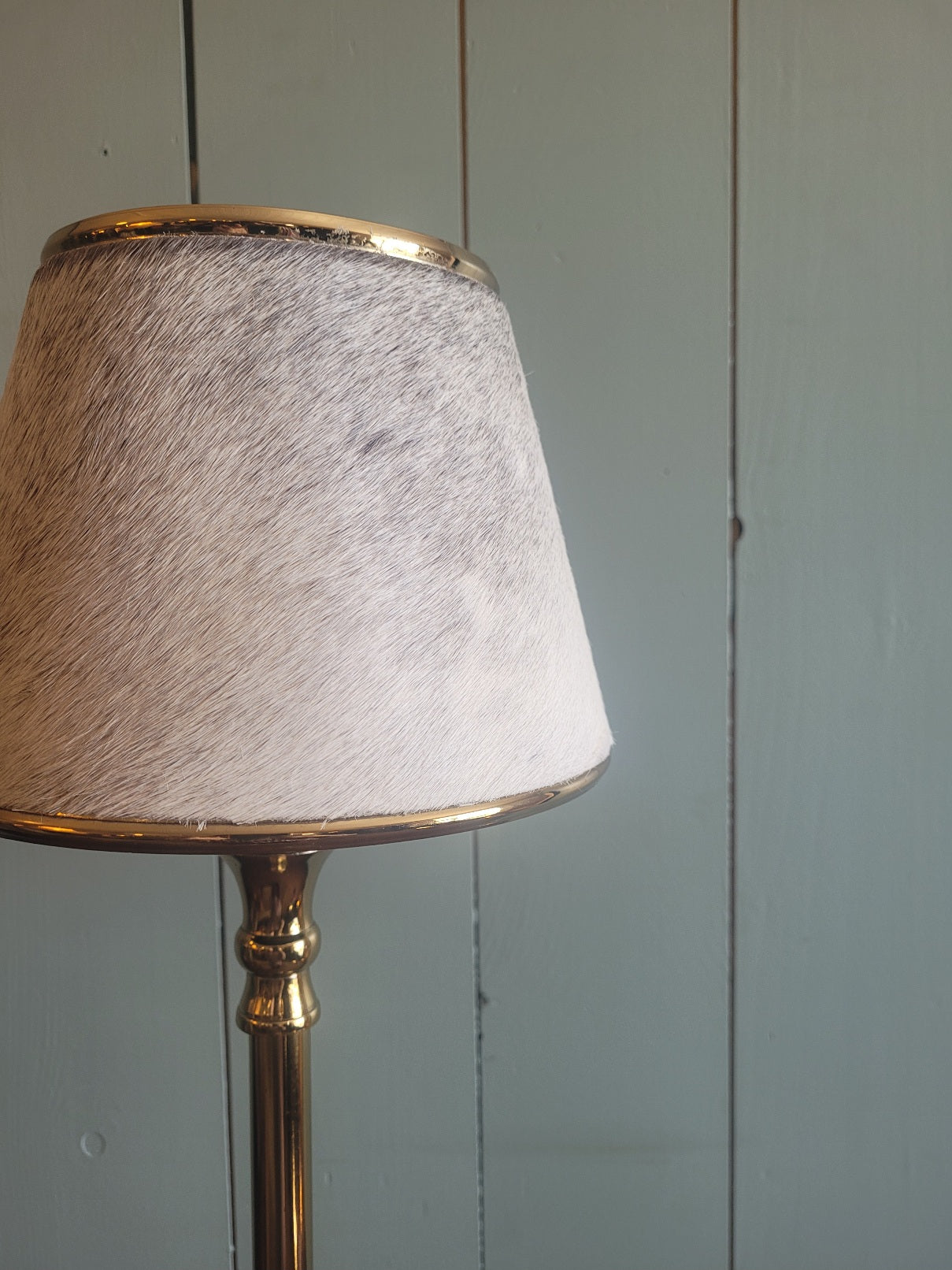 Contemporary Pony Skin Table Lamp on Gold Base