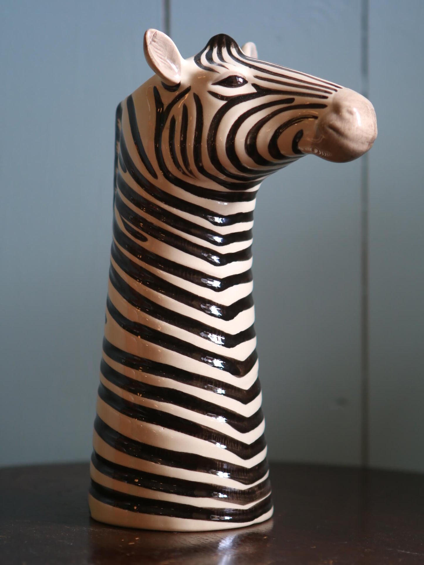 Contemporary Tall Ceramic Zebra Vase