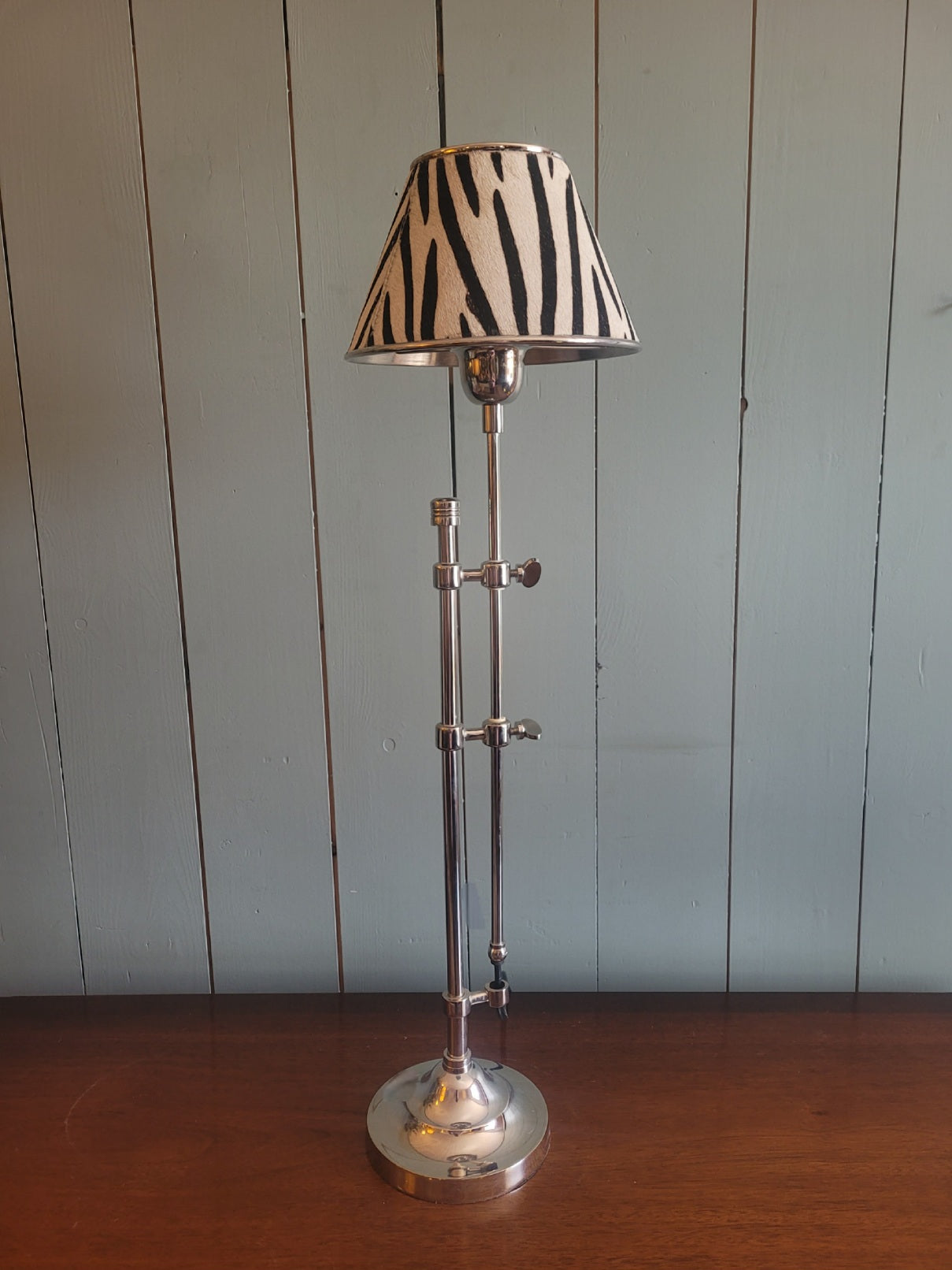 Contemporary Zebra Pony Skin & Nickel Table lamp