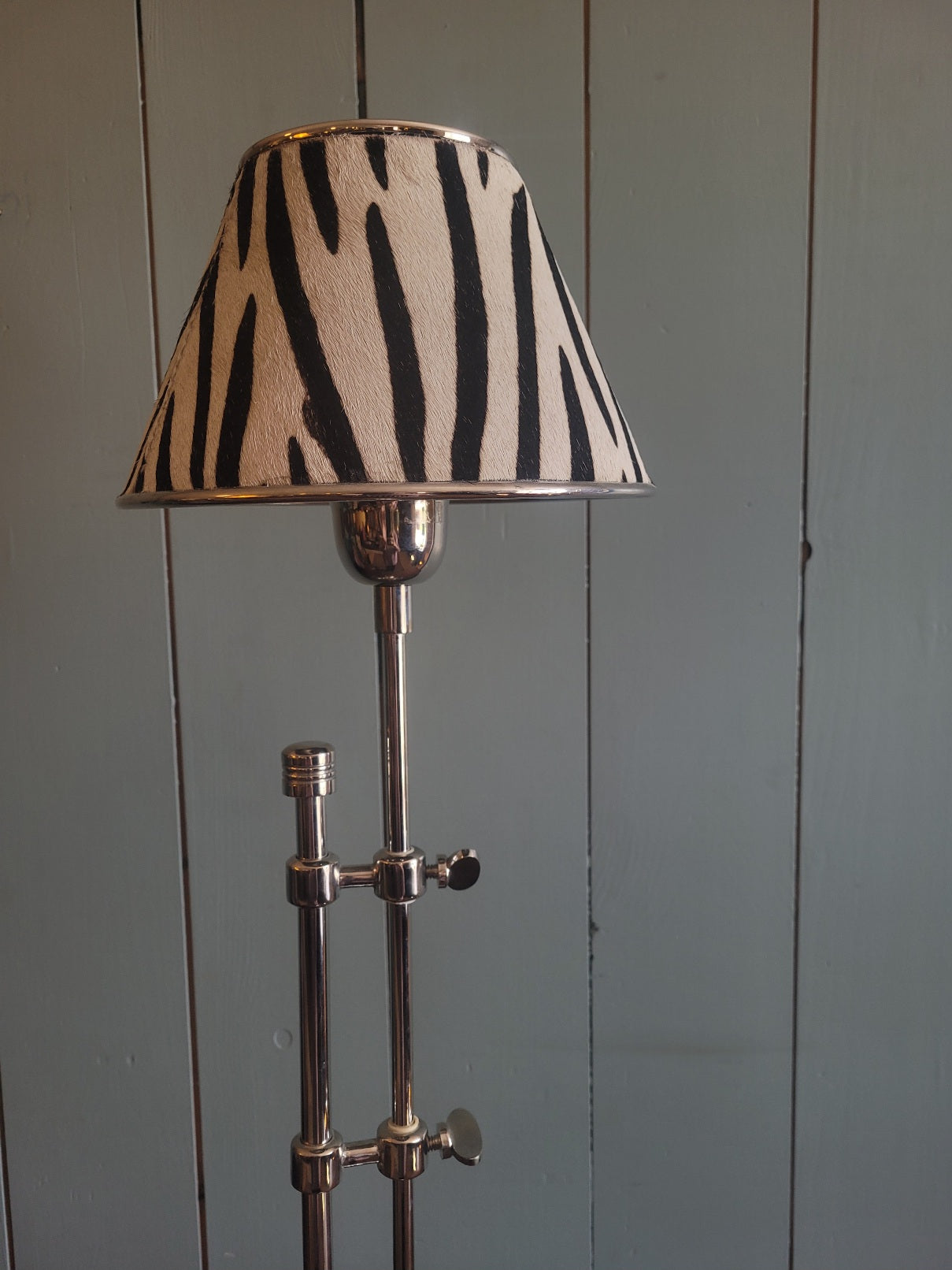 Contemporary Zebra Pony Skin & Nickel Table lamp