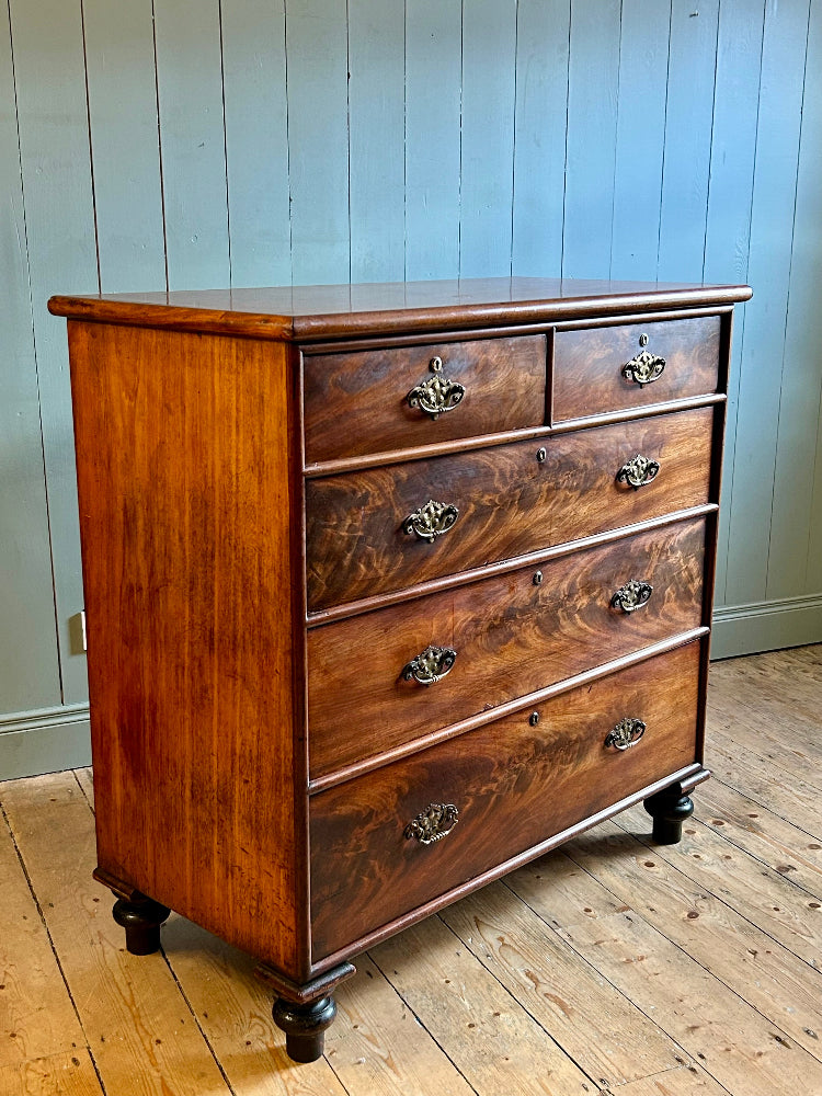 Victorian Flame Mahogany Chest of Drawers c.1860