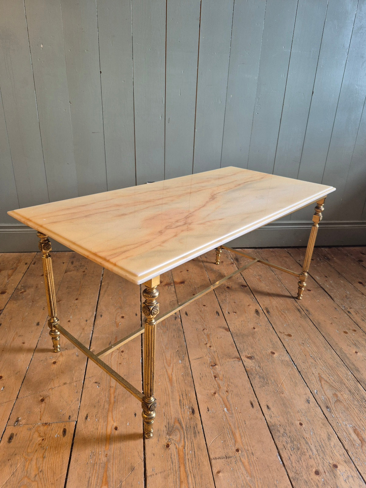French Marble and Brass Coffee Table