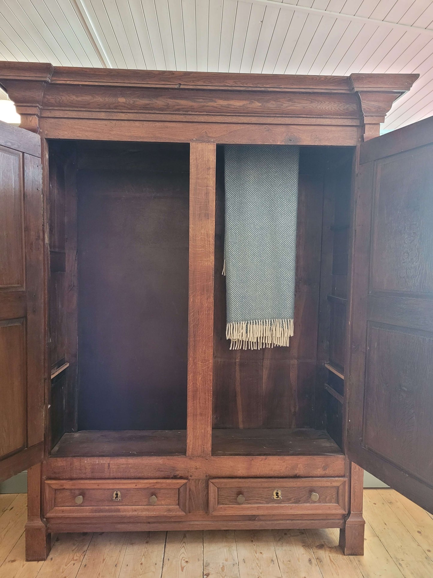 French Oak Two Door Wardrobe Early 1900s