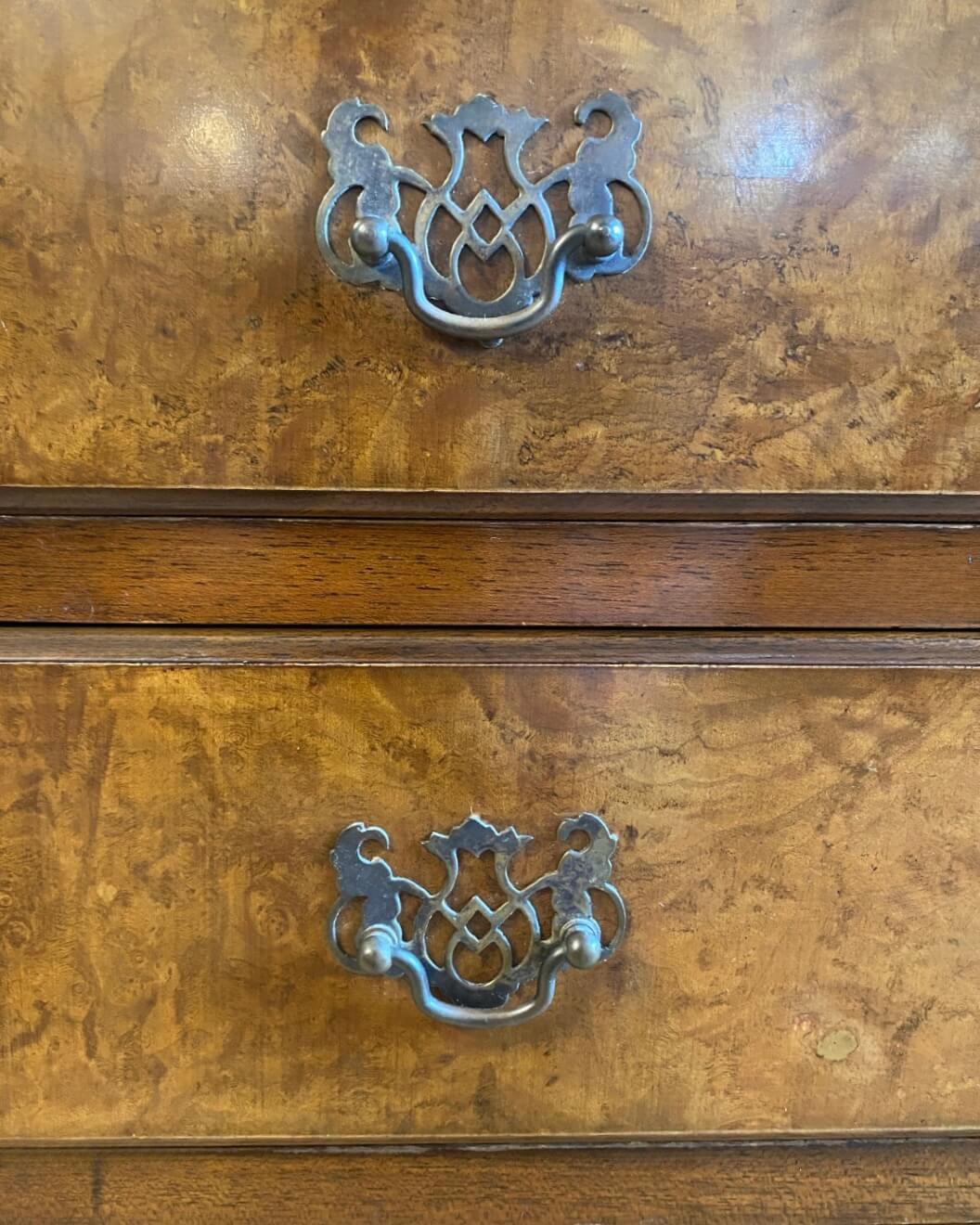Georgian-Style Burr Walnut Chest On Chest