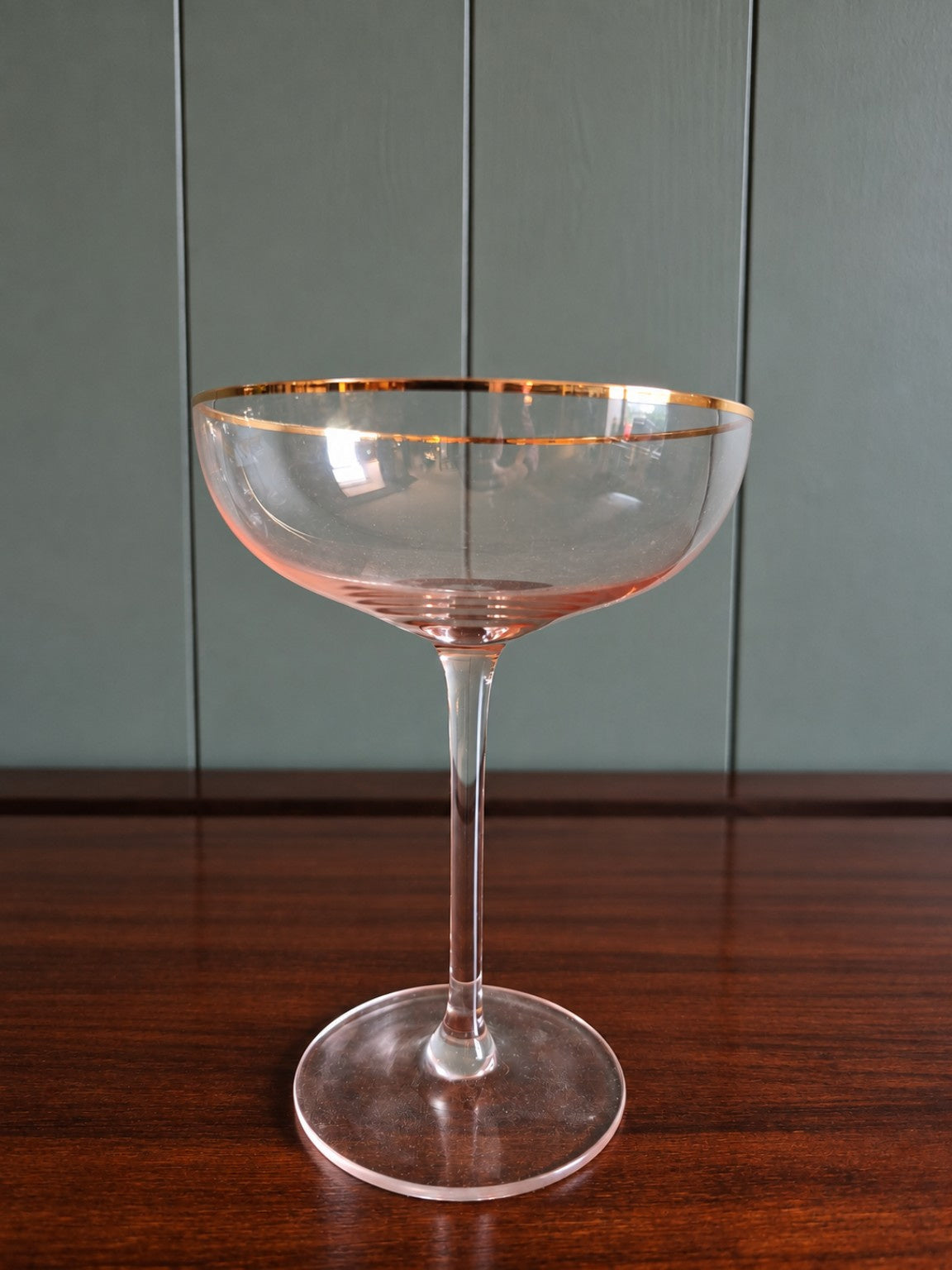 Gold Rim Pink Tinted Cocktail Glasses