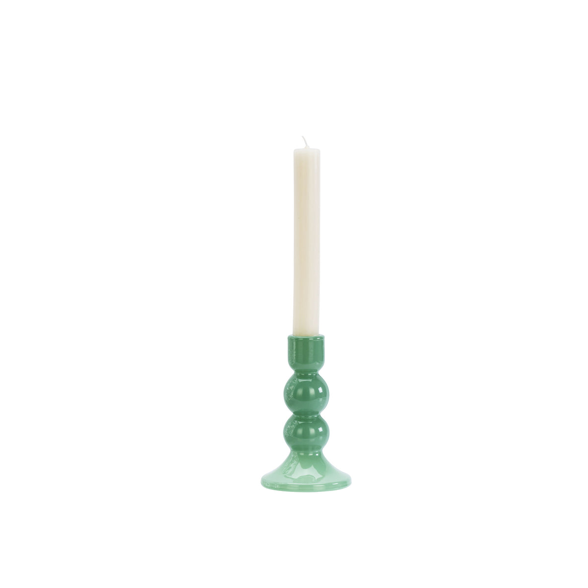 Green Glass Candle Holder 14.5cm
