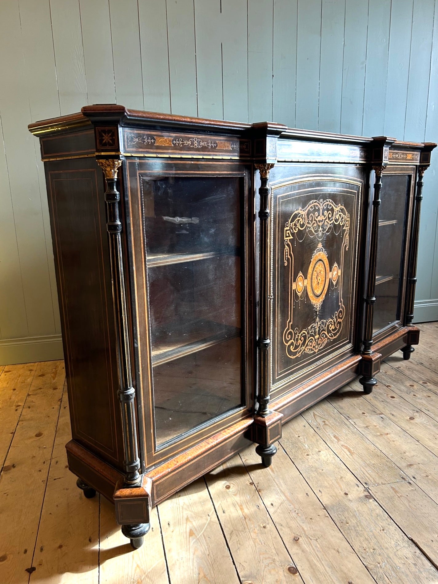Victorian Ebonised and Inlaid Credenza