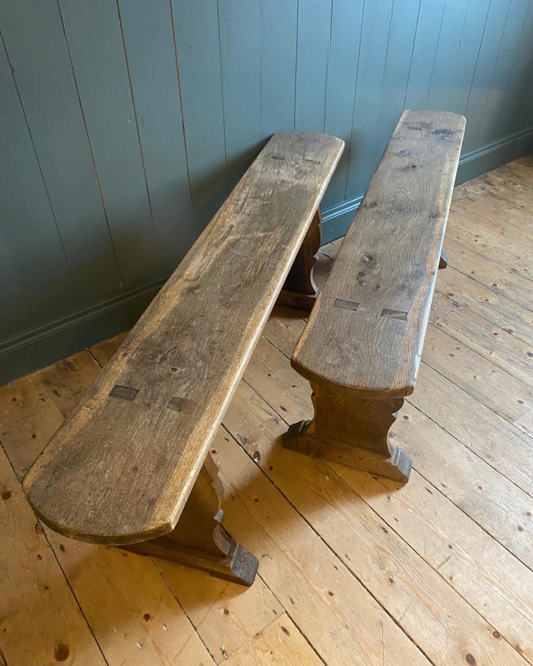 Pair of 19th Century Oak Farmhouse Benches
