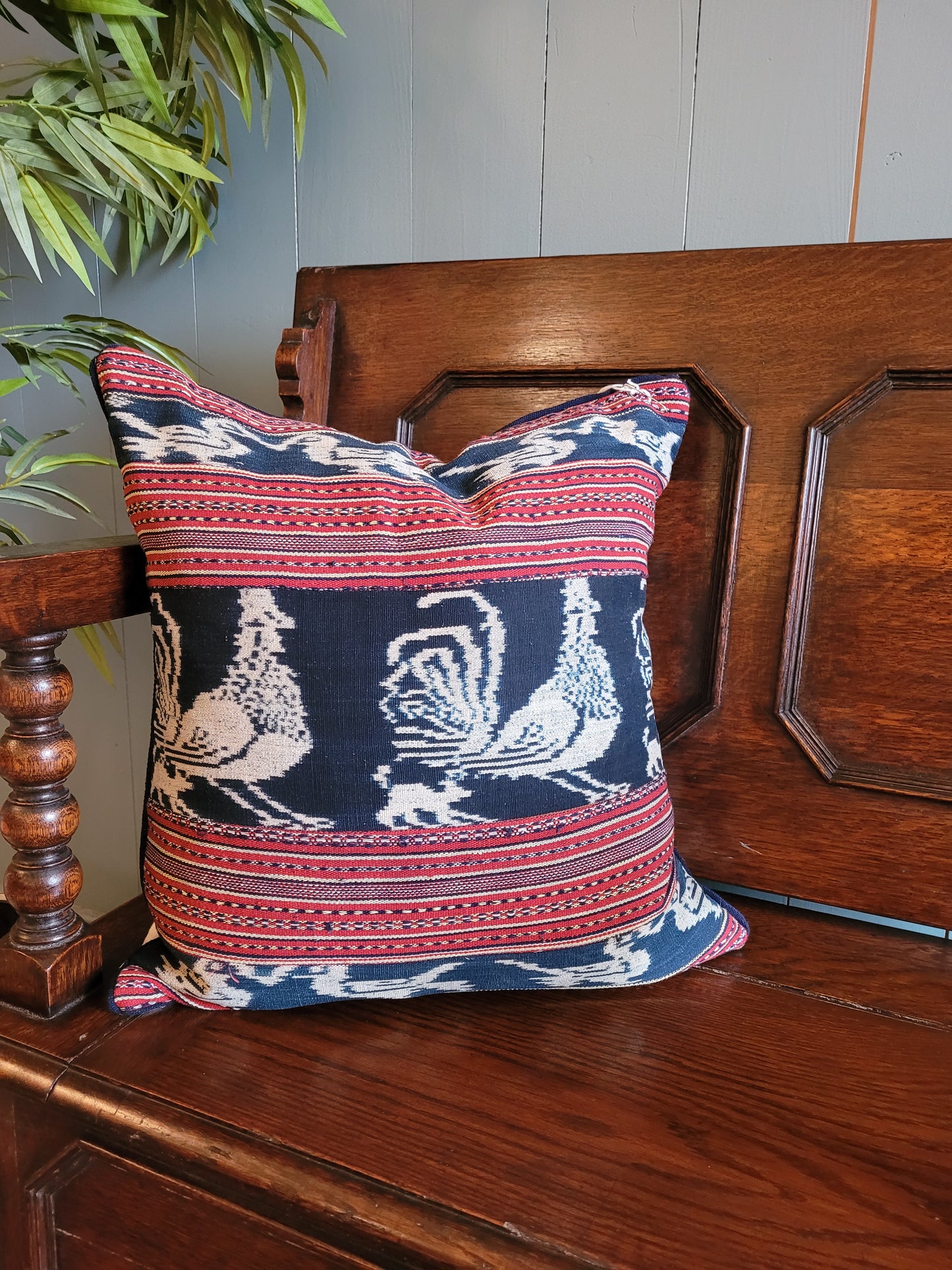 Pair of Chicken Print Linen Cushions