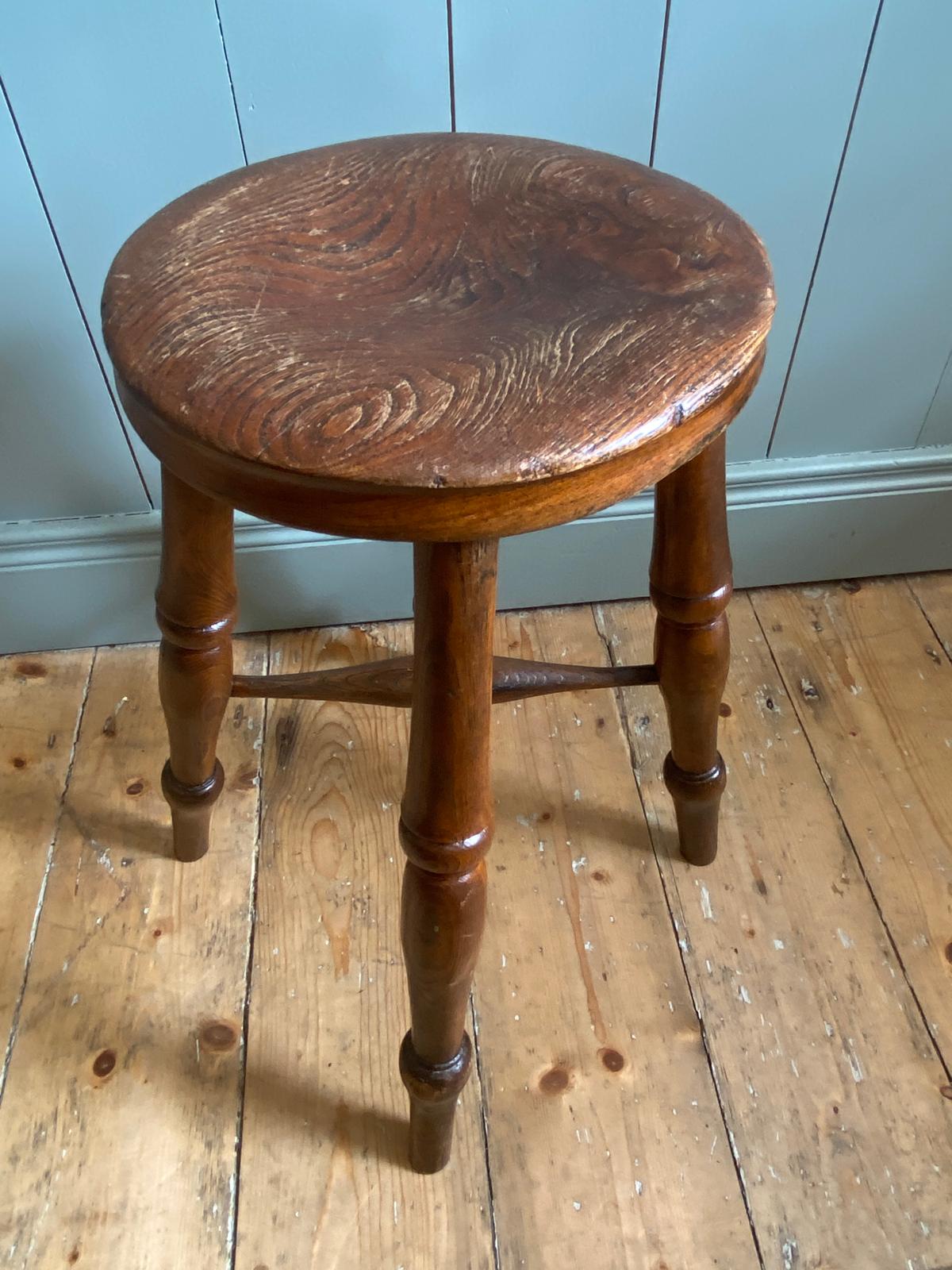 Pair of Vintage Oak Stools