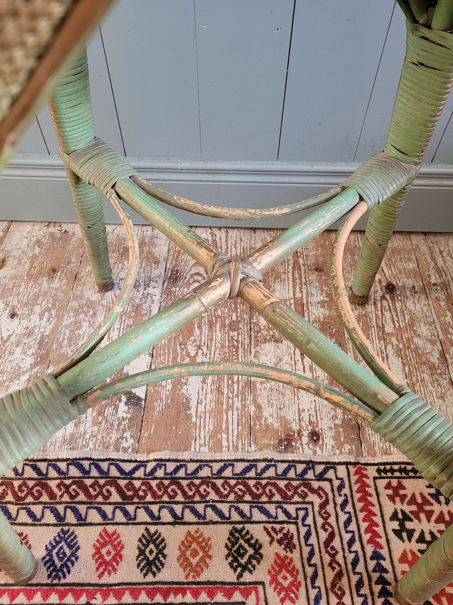 Rattan Glass Top Side Table