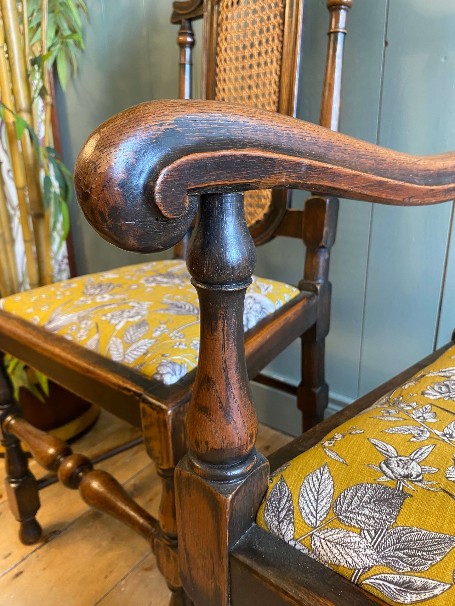 Set of 6 Oak High Back Dining Chairs