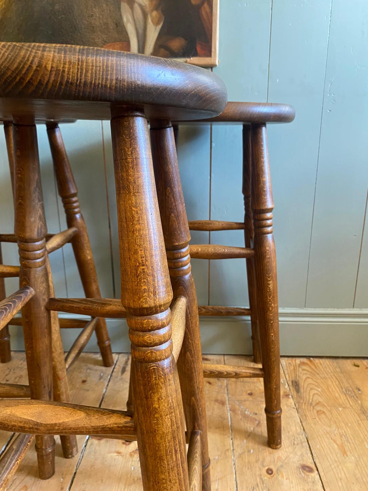 Set Of Four Elm High Stools