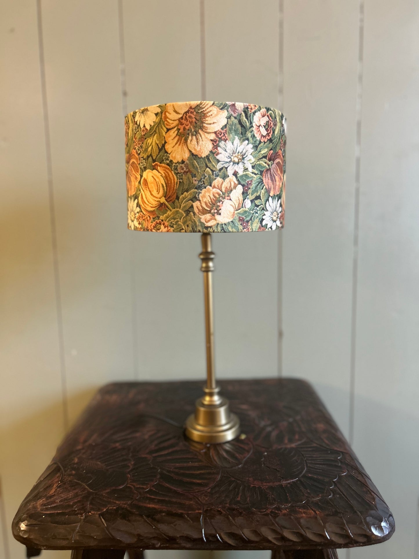 Velvet Floral Shade Table Lamp