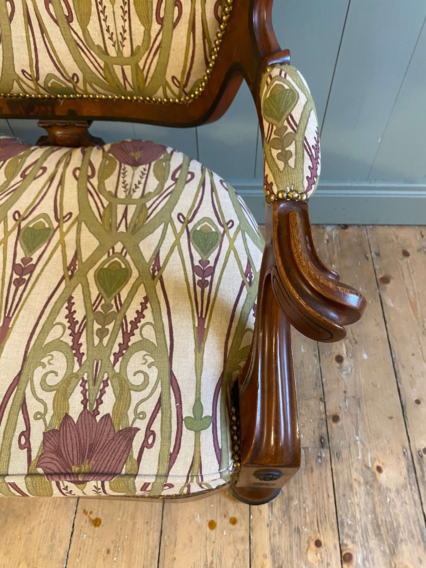 Victorian Upholstered Walnut Settee
