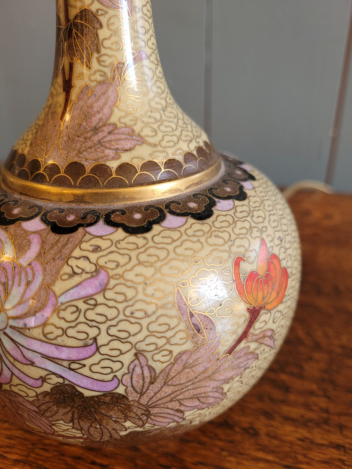 Vintage Cloisone Lamp Base with Handmade Shade