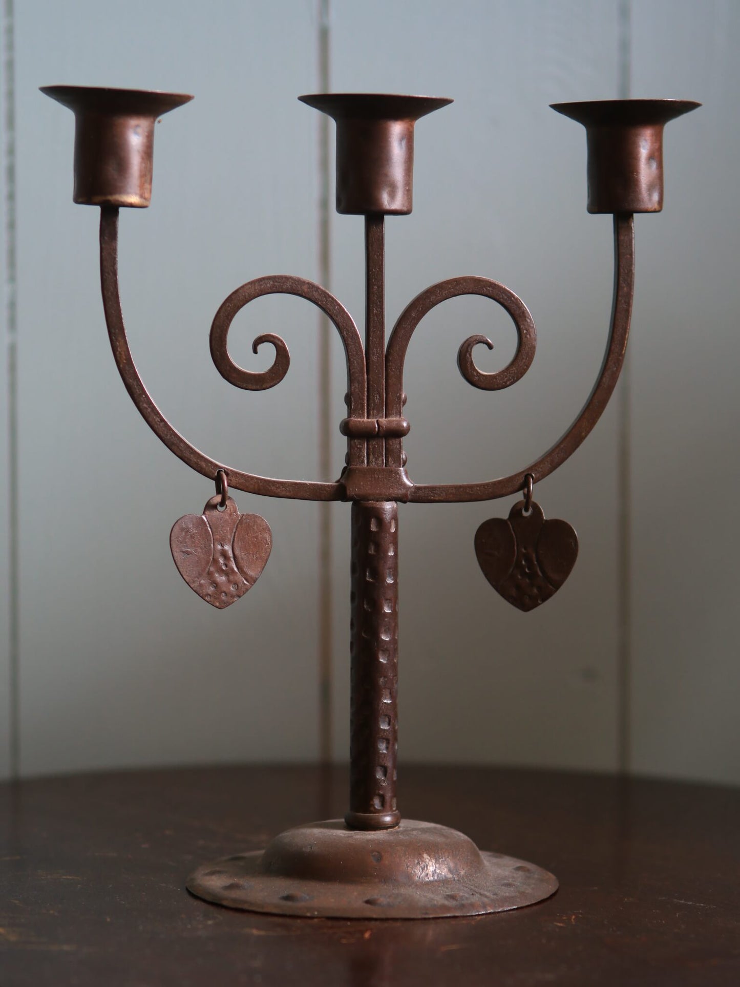 Vintage Copper Three Pronged Candleholder
