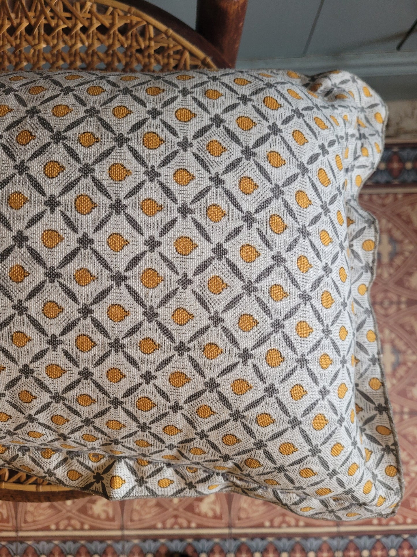 Yellow Pomegranate Print Cushion