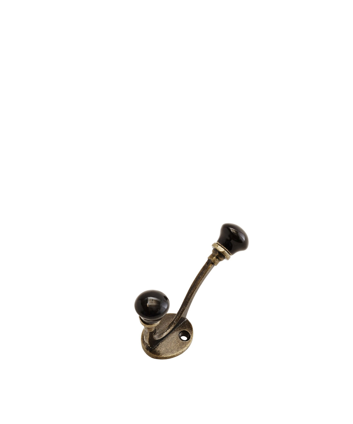 Antique Brass Iron Hook With Stoneware Knobs