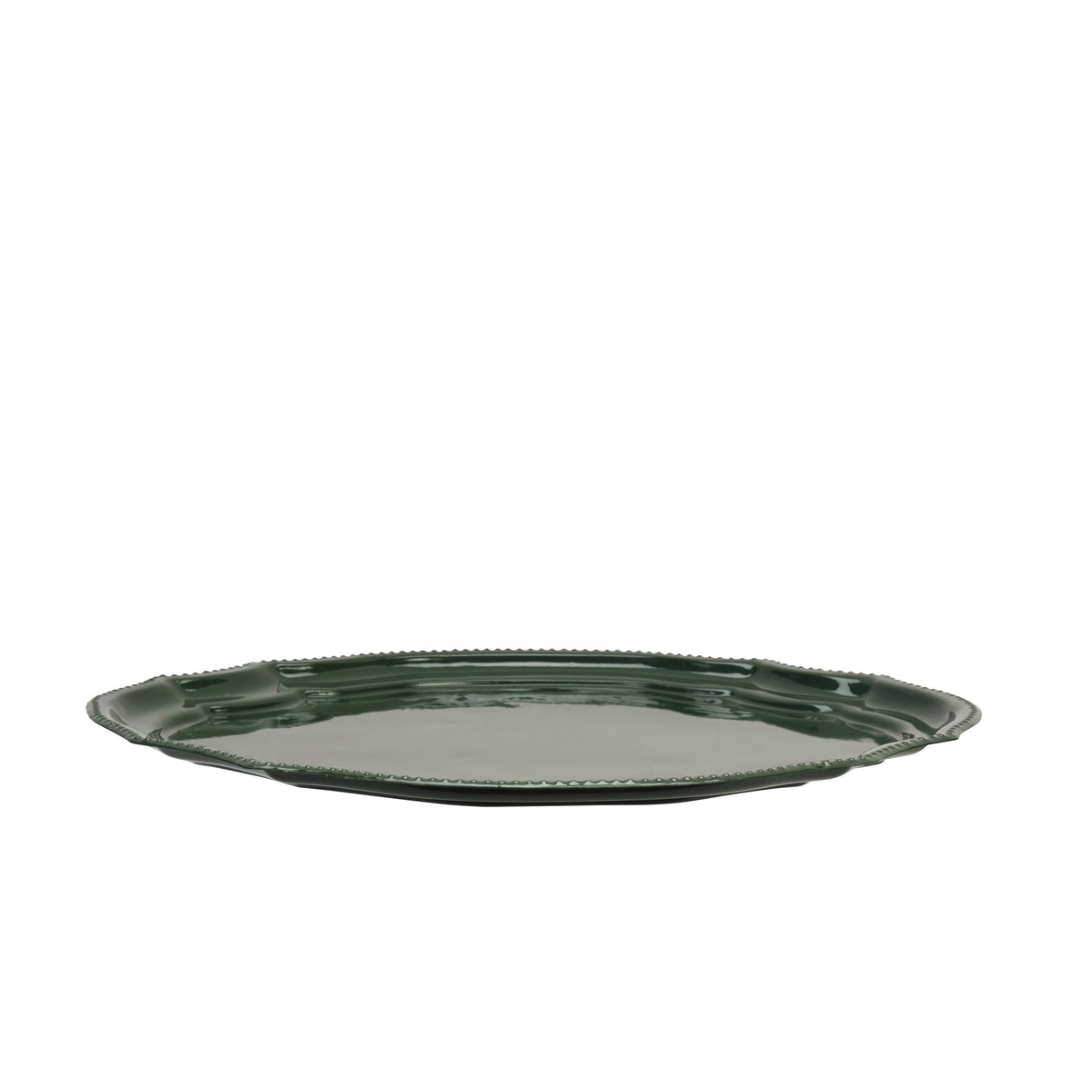 Green Oval Enamel Serving Tray