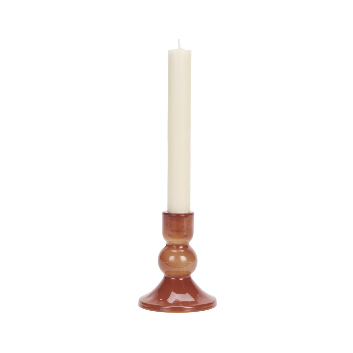 Red Glass Bobbin Candle Holder 11cm
