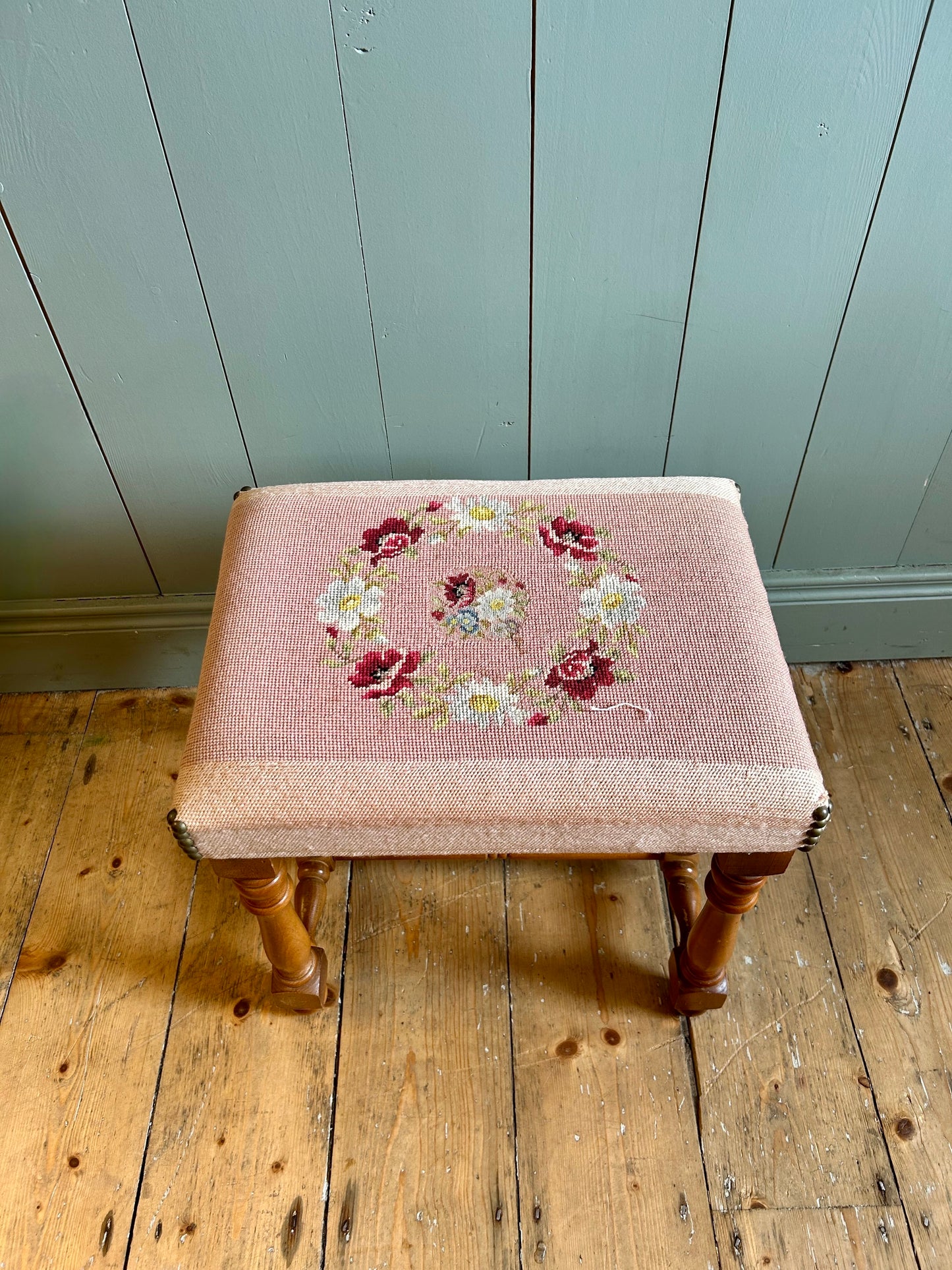 Victorian Needlepoint Footstool