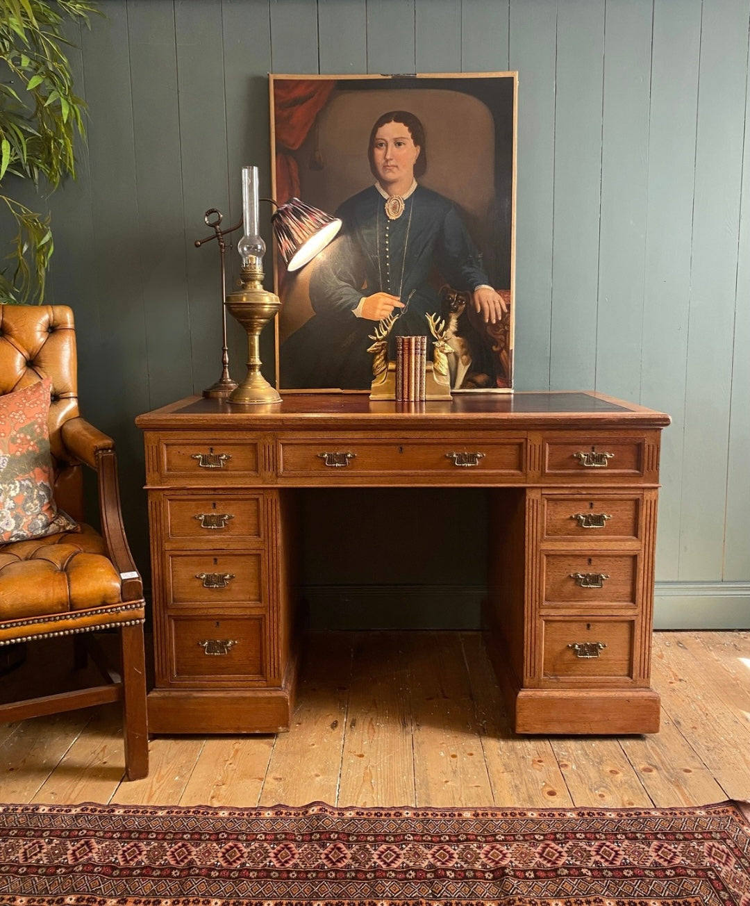 Pedestal Walnut Desk Circa 1880's