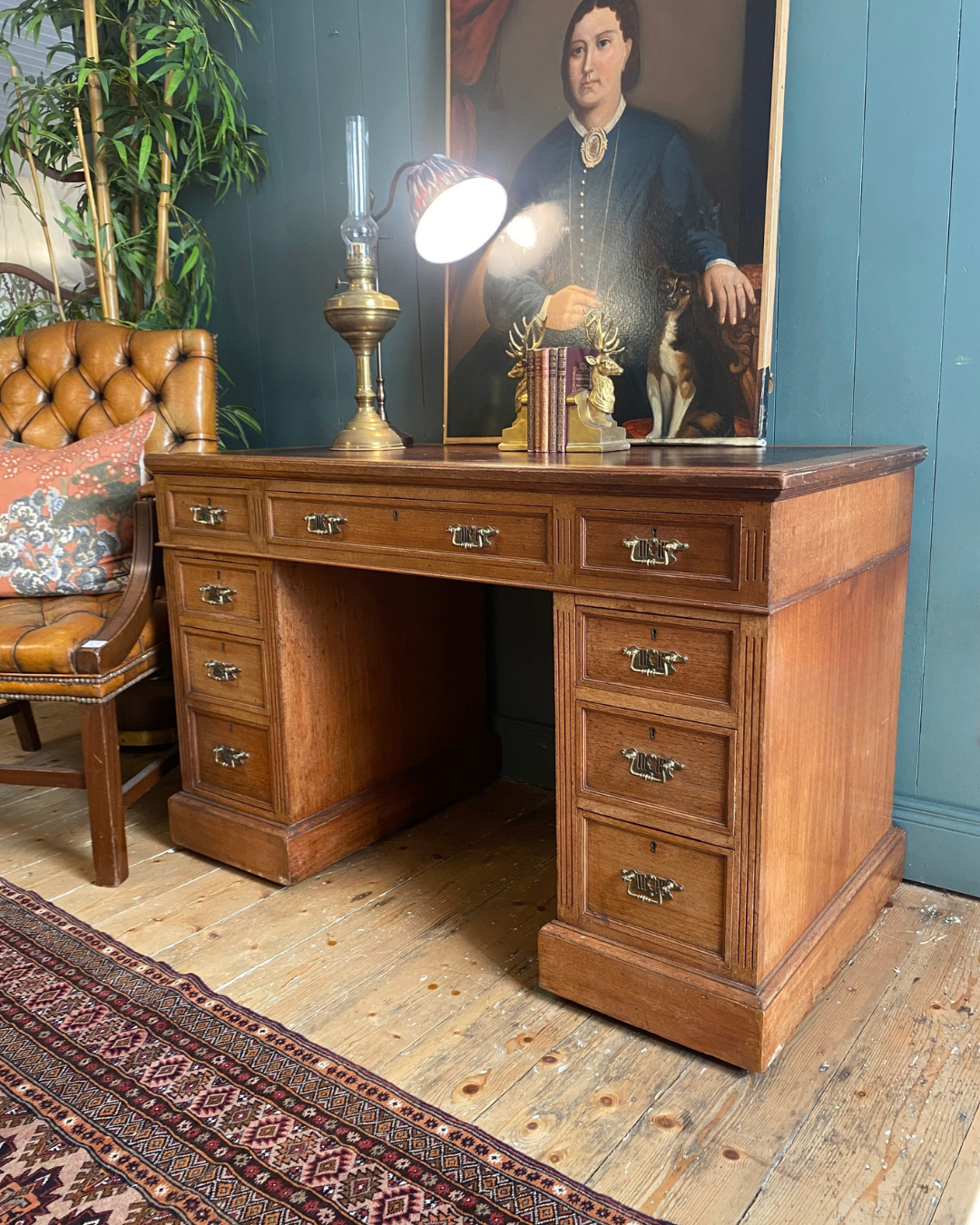 Pedestal Walnut Desk Circa 1880's