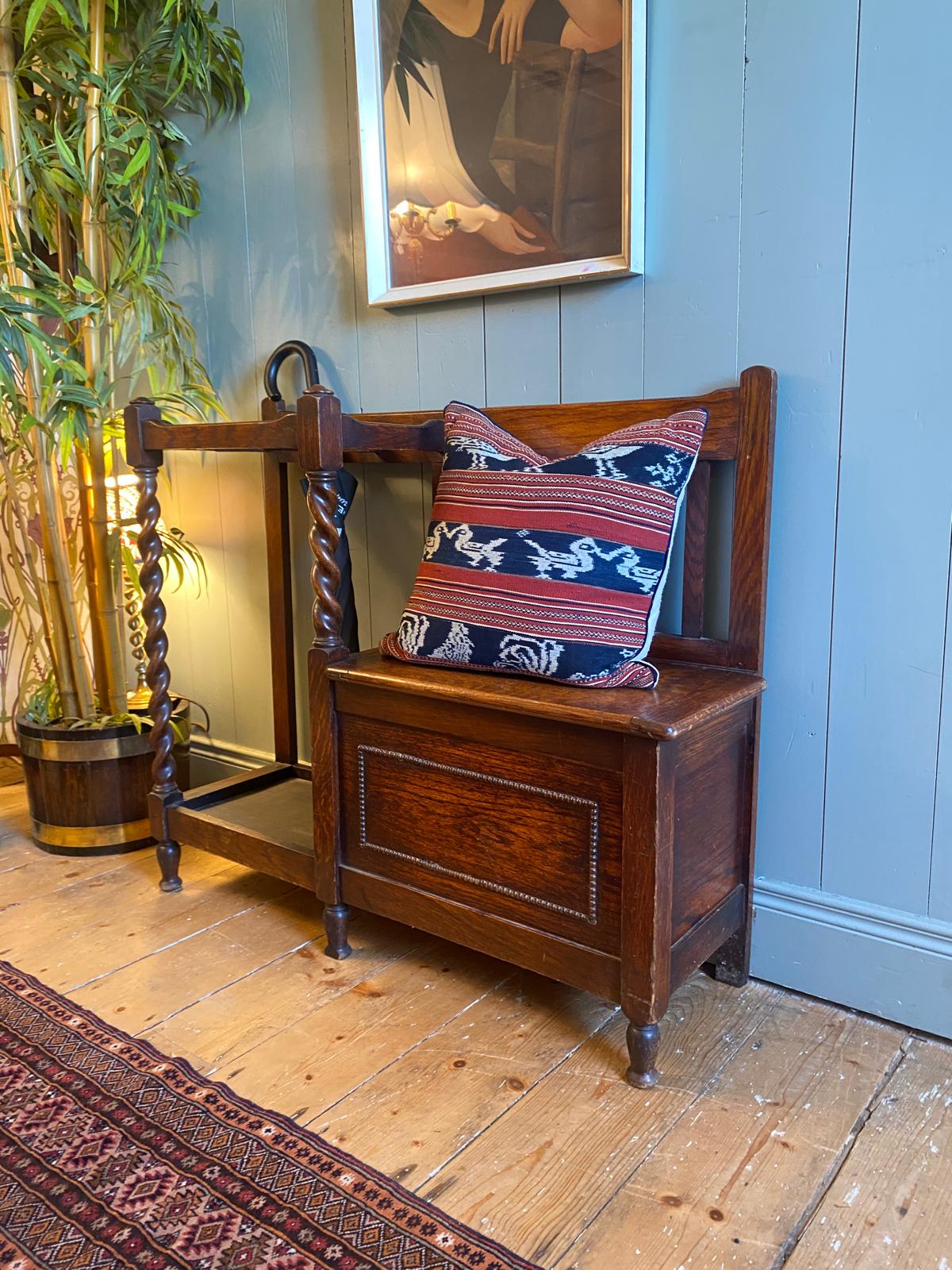 1920s Hall Seat with Umbrella/Stick Stand