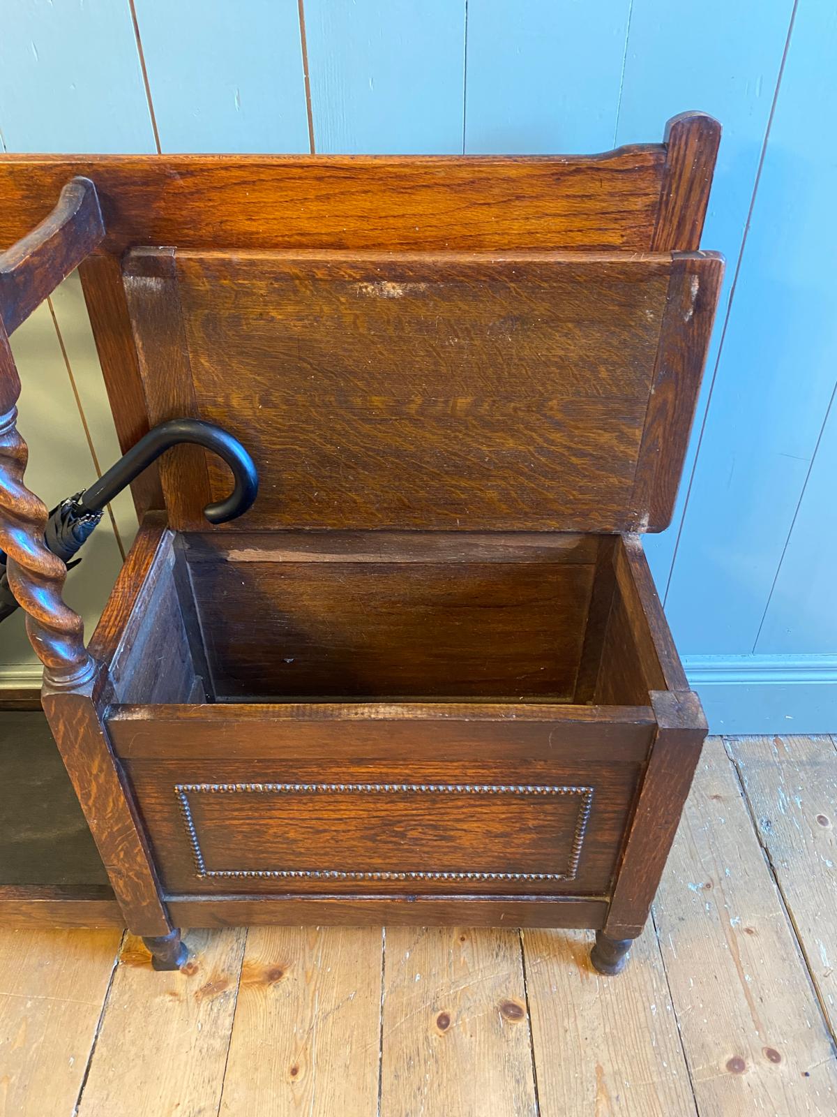 1920s Hall Seat with Umbrella/Stick Stand